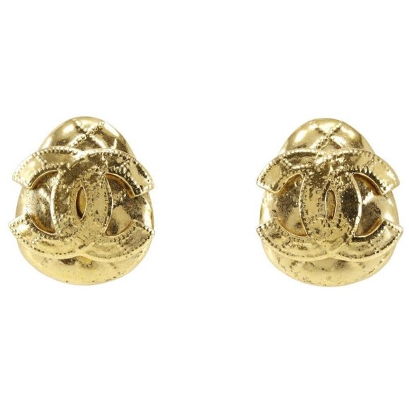 CHANEL COCO Mark Earring vintage Plated Gold 25.6g Women - Picture 1 of 7